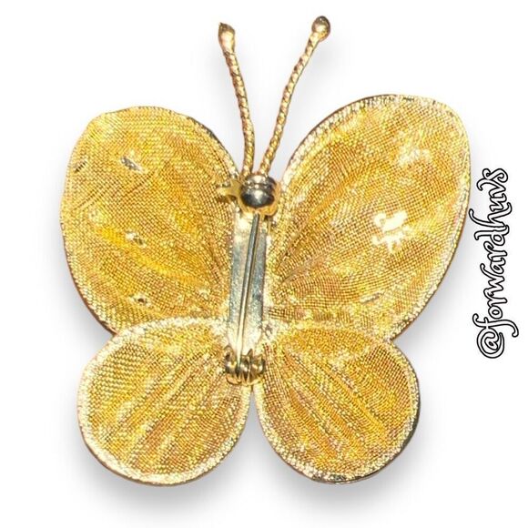 Bundle Sale 3 for $15 | Mesh Gold Tone Hand Crafted Butterfly Brooch - Picture 4 of 8